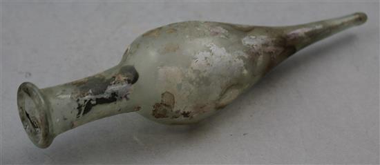 A Roman clear glass spindle flask, c.2nd century AD, 20cm